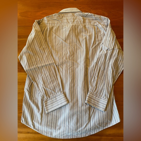 Pronto Uomo- white/blue/black striped button down shirt- M - Picture 6 of 7